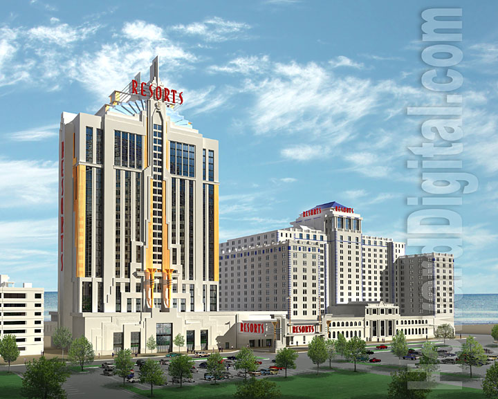 Architectural Rendering -  Resorts Hotel and Casino - Atlantic City, New Jersey NJ