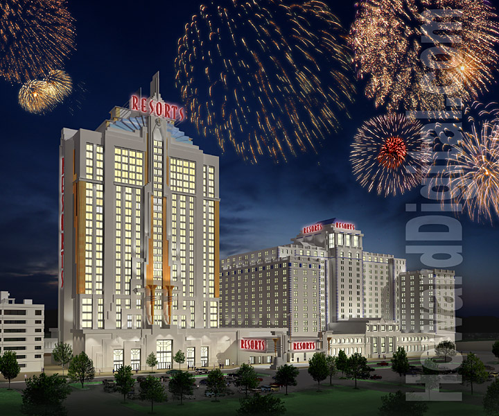 Architectural Rendering -  Resorts Hotel and Casino - Atlantic City, New Jersey NJ