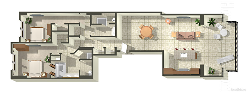House Illustration Beach Villas Floor Plan 2 series