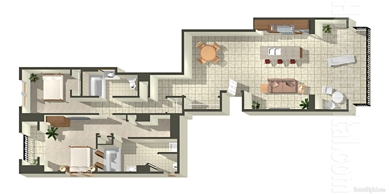 Home Rendering Beach Villas Floor Plan 3 series