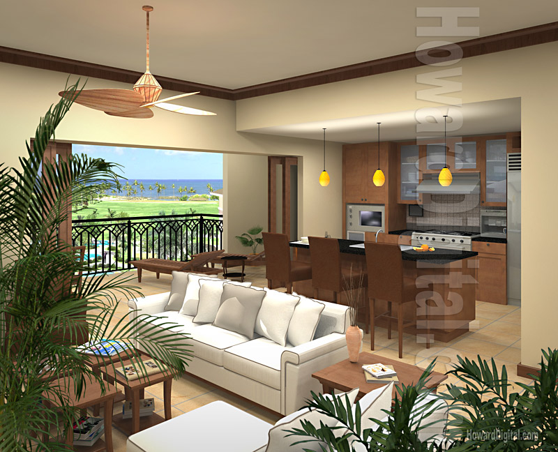Architectural Rendering - Beach Villas at Ko Olina Resort - Oahu, Hawaii