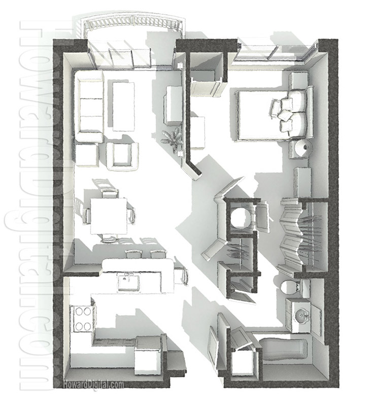 Home Rendering PCI Dorm Floor Plan 1 home series